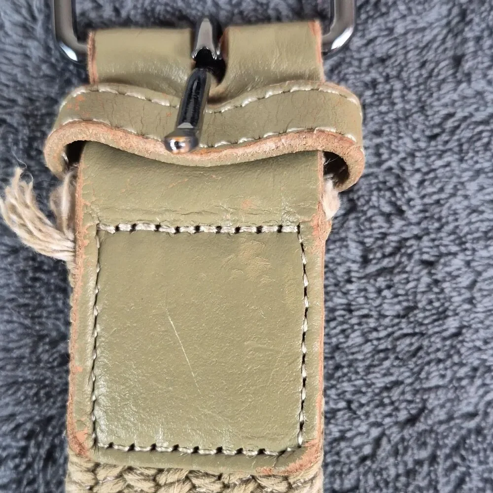 Urban Outfitters Men's Braided Woven Belt Buckle Beige Olive Size 36